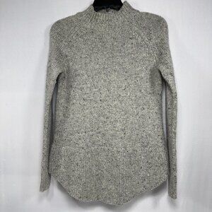 Wool Blend Cynthia Rowley Gray Speckled Mock Neck Sweater M Medium